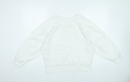 GAP Women’s White Pullover Sweatshirt M Raglan Crew Neck Cotton Blend