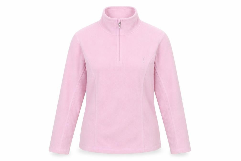 Daily Women Pink Fleece Pullover Sweatshirt S 1/4 Zip Lightweight