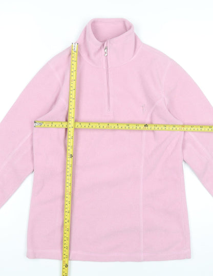 Daily Women Pink Fleece Pullover Sweatshirt S 1/4 Zip Lightweight