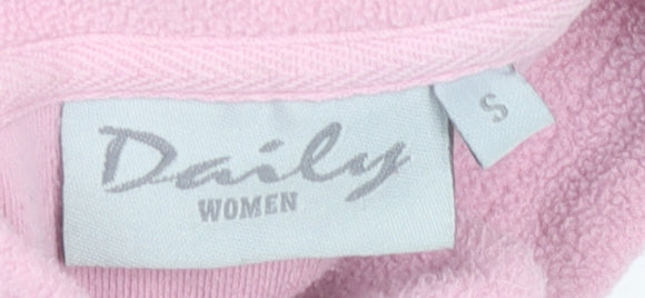 Daily Women Pink Fleece Pullover Sweatshirt S 1/4 Zip Lightweight