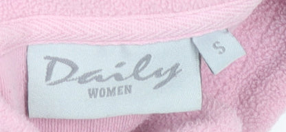 Daily Women Pink Fleece Pullover Sweatshirt S 1/4 Zip Lightweight