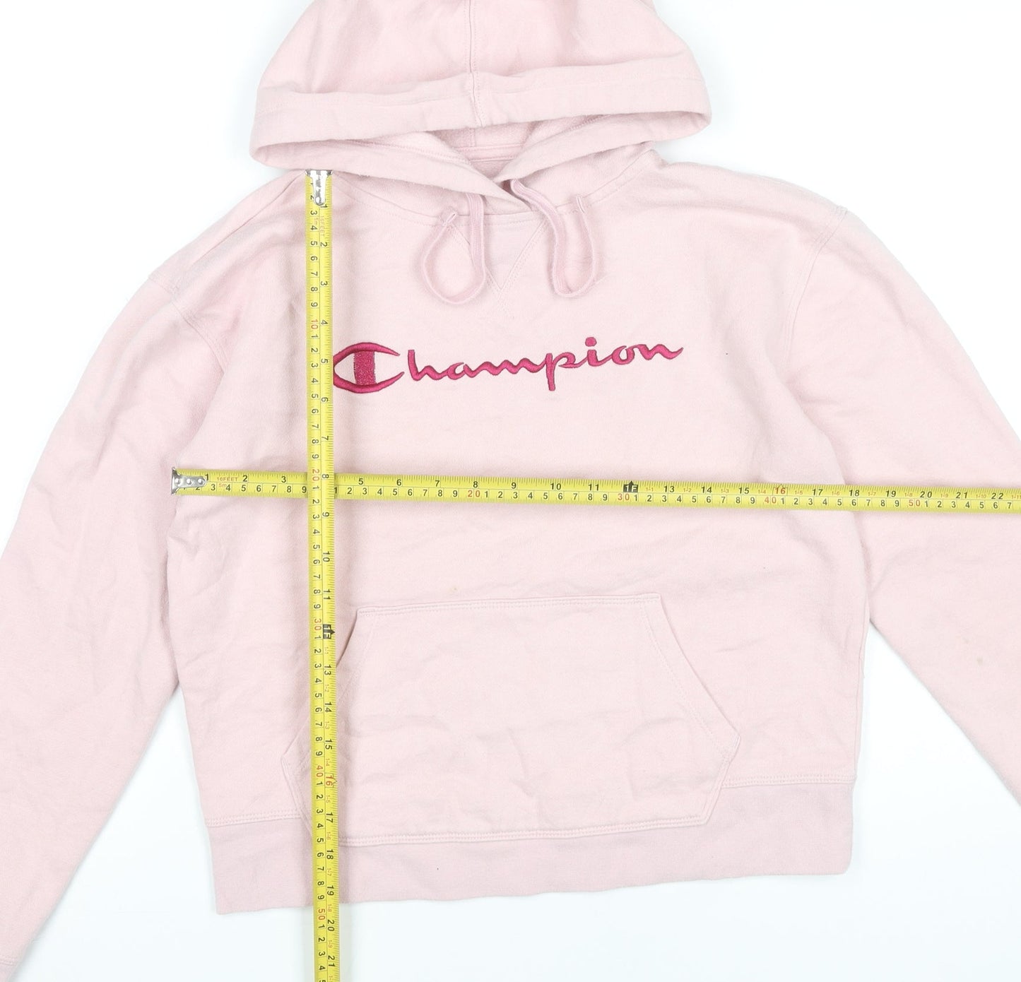 Champion Womens Pink Hoodie Sweatshirt Small Logo Embroidered