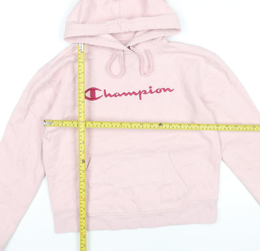 Champion Womens Pink Hoodie Sweatshirt Small Logo Embroidered