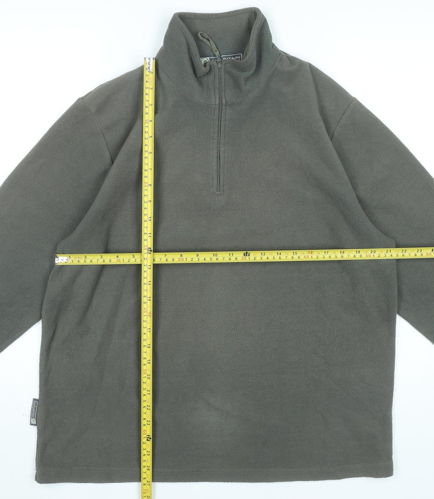 Mountain Essentials Mens Green Fleece Sweatshirt L 1/2 Zip Outdoor Hiking