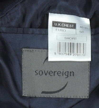 Sovereign Men’s Grey Pinstripe Wool Blend Blazer Jacket 40S