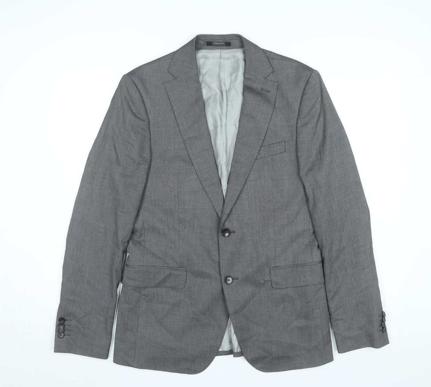 Zara Man Grey Blazer Jacket Men's 38 Regular Fit Smart Casual