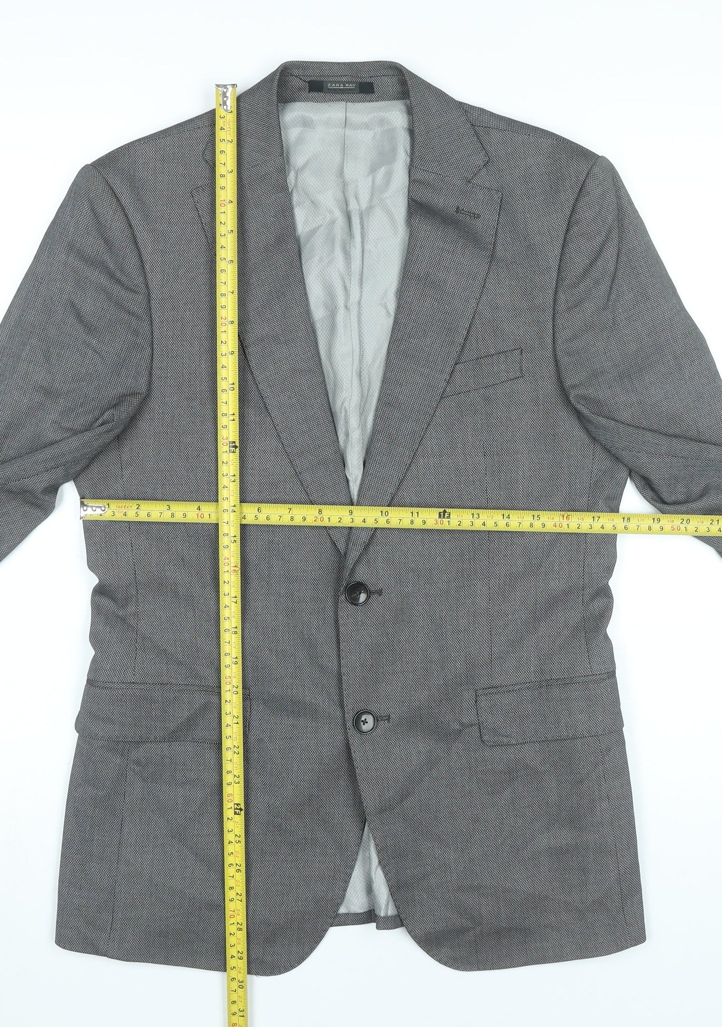 Zara Man Grey Blazer Jacket Men's 38 Regular Fit Smart Casual