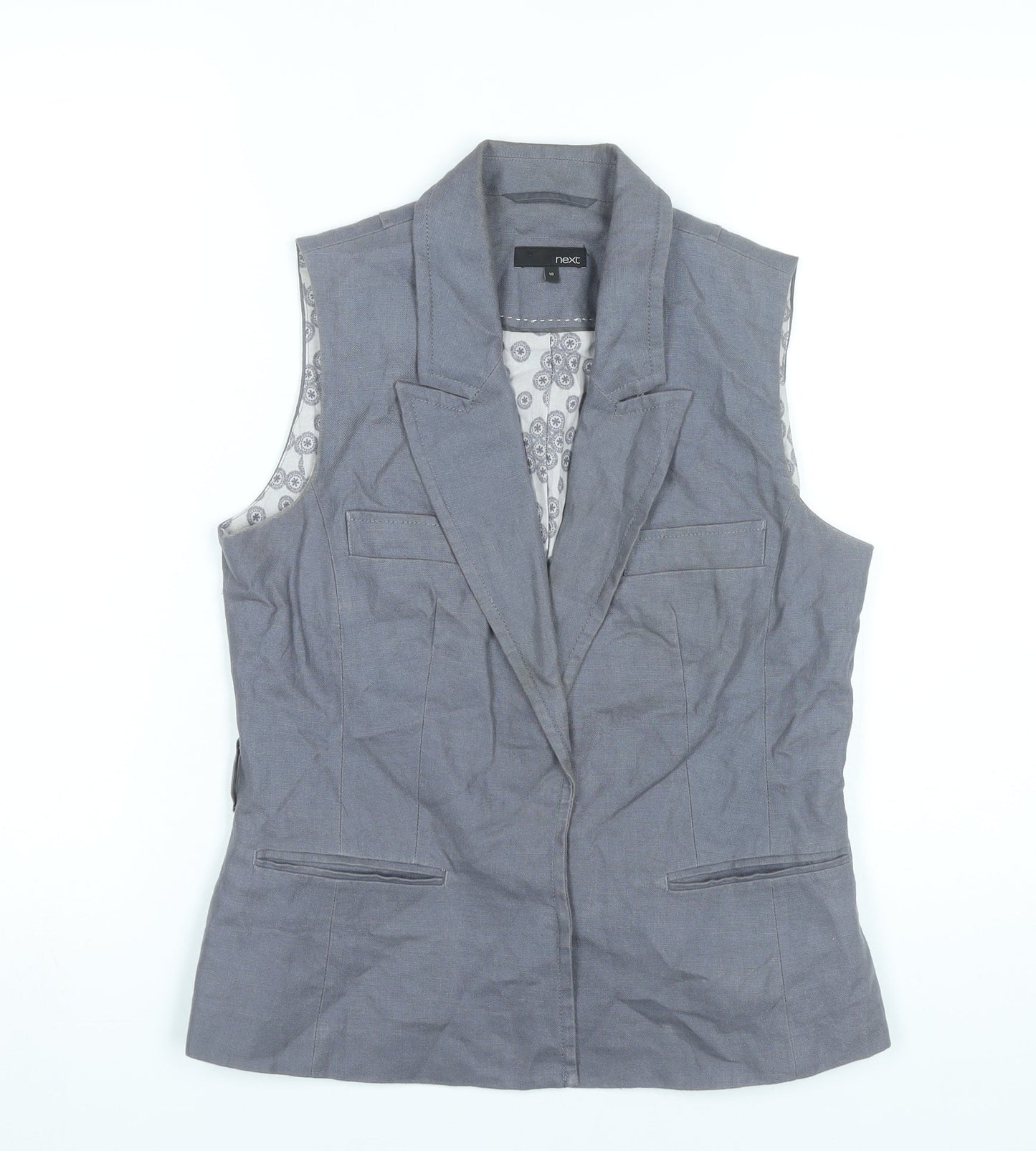 Next Womens Grey Linen Suit Waistcoat Size 10 Lined Business Casual