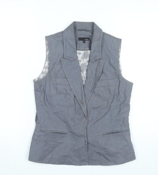 Next Womens Grey Linen Suit Waistcoat Size 10 Lined Business Casual