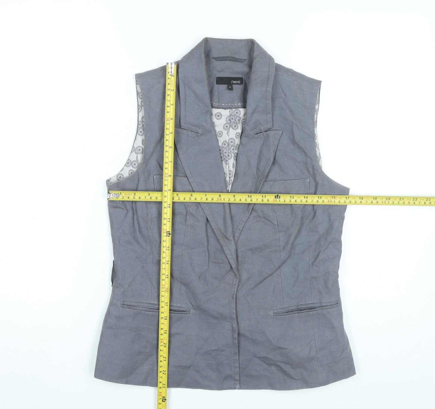 Next Womens Grey Linen Suit Waistcoat Size 10 Lined Business Casual