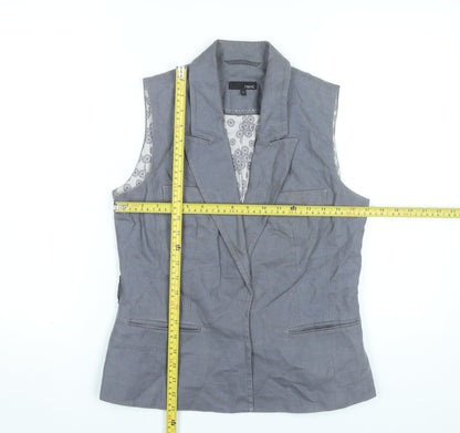 Next Womens Grey Linen Suit Waistcoat Size 10 Lined Business Casual