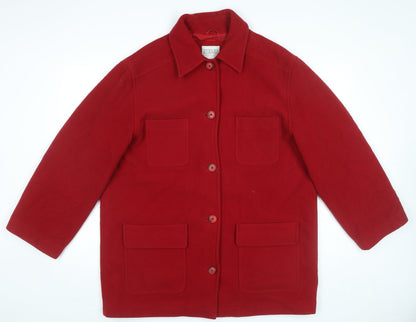 Jessica Reid Women’s Red Wool Blend Mid-Length Overcoat L