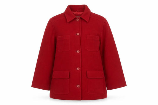 Jessica Reid Women’s Red Wool Blend Mid-Length Overcoat L