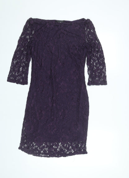 AX Paris Women Purple Lace Sheath Dress Size 12 Party Cocktail