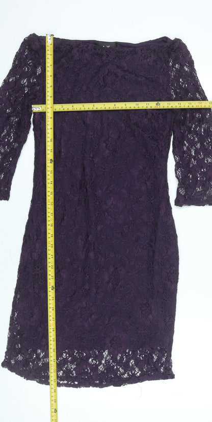 AX Paris Women Purple Lace Sheath Dress Size 12 Party Cocktail