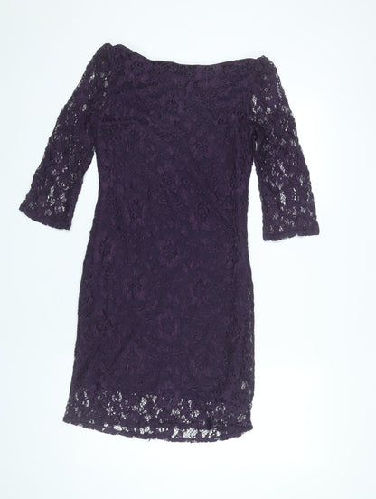 AX Paris Women Purple Lace Sheath Dress Size 12 Party Cocktail