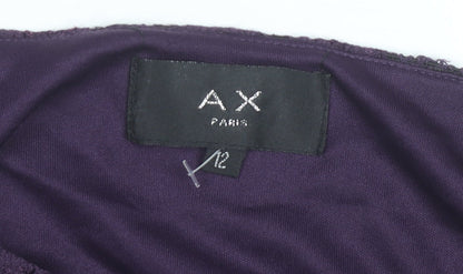 AX Paris Women Purple Lace Sheath Dress Size 12 Party Cocktail