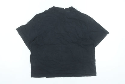 Nike Girls Black Cotton T-Shirt Loose Fit Short Sleeve Size 146 Logo