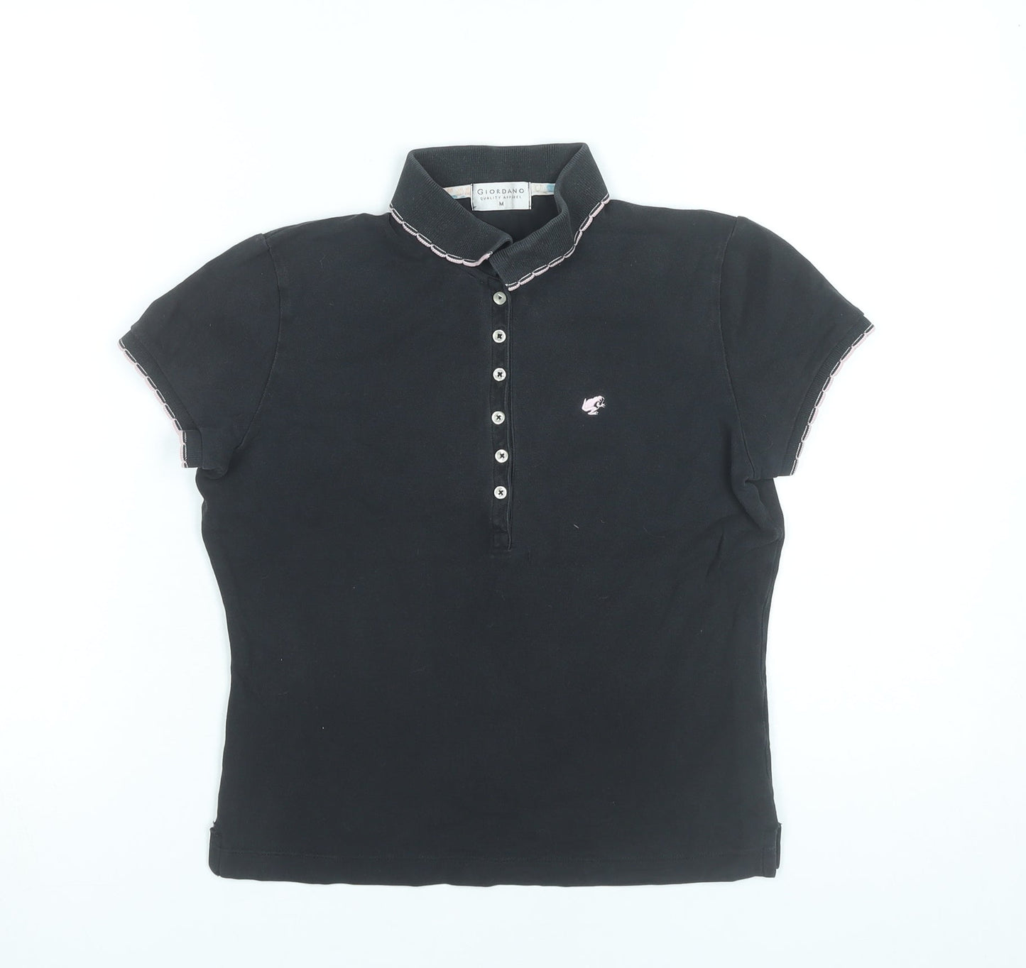 Giordano Women’s Black Polo Shirt M Cotton Stretch Casual