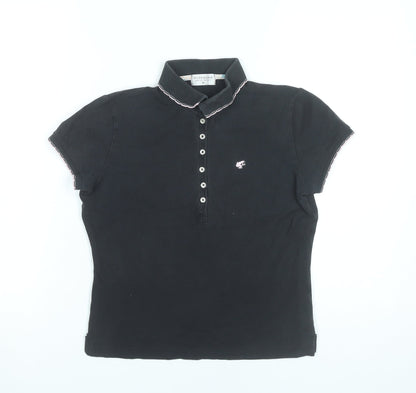 Giordano Women’s Black Polo Shirt M Cotton Stretch Casual