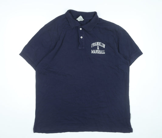 Franklin & Marshall Men’s Blue Polo Shirt L Cotton Logo Casual