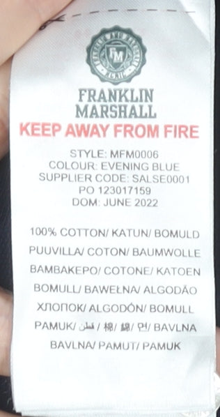 Franklin & Marshall Men’s Blue Polo Shirt L Cotton Logo Casual