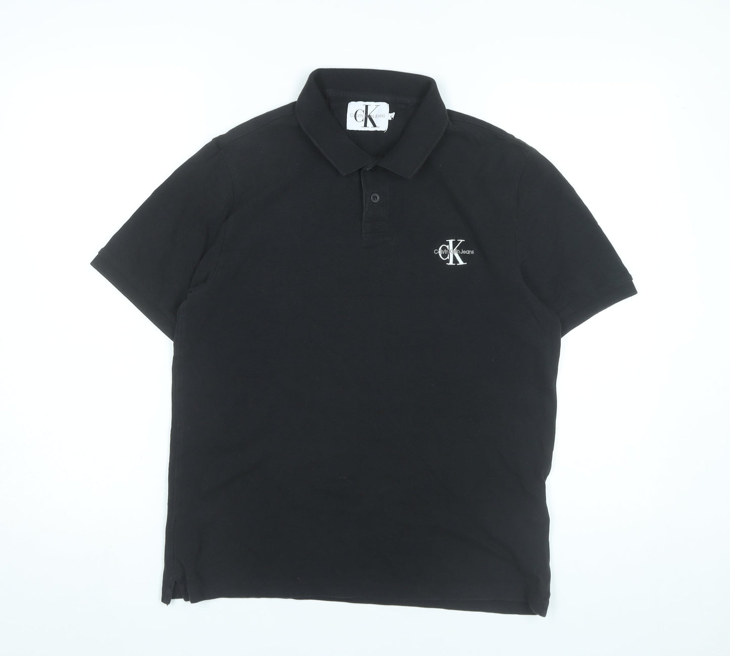 Calvin Klein Jeans Men’s Black Polo Shirt Size M Short Sleeve Cotton