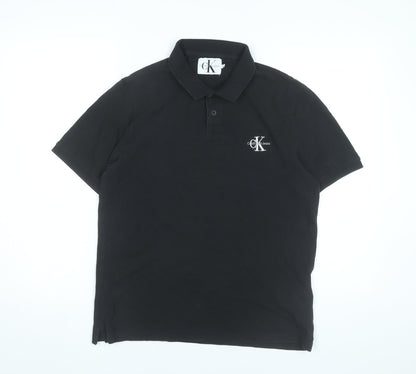 Calvin Klein Jeans Men’s Black Polo Shirt Size M Short Sleeve Cotton