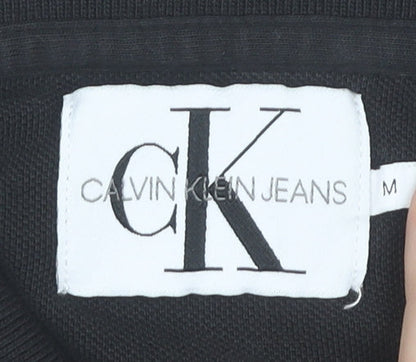 Calvin Klein Jeans Men’s Black Polo Shirt Size M Short Sleeve Cotton