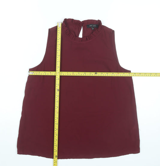 New Look Women's Red High Neck Ruffle Blouse Size 12 Sleeveless