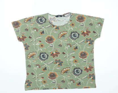 Womens UK Size 14 Isle Essentials Green Basic T-Shirt