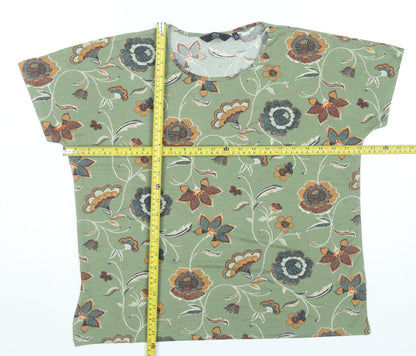 Womens UK Size 14 Isle Essentials Green Basic T-Shirt