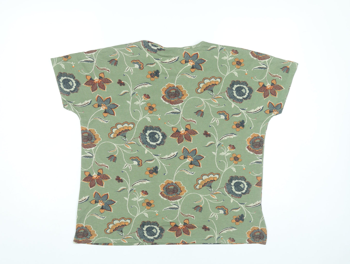 Womens UK Size 14 Isle Essentials Green Basic T-Shirt