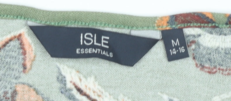 Womens UK Size 14 Isle Essentials Green Basic T-Shirt