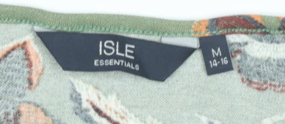 Womens UK Size 14 Isle Essentials Green Basic T-Shirt