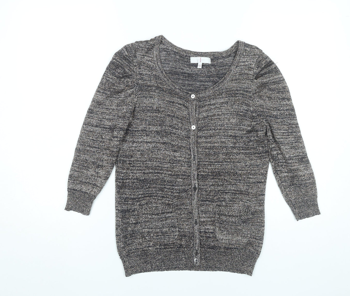 Jasper Conran Women's Grey Size 10 Scoop Neck Cardigan Jumper