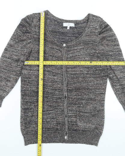 Jasper Conran Women's Grey Size 10 Scoop Neck Cardigan Jumper