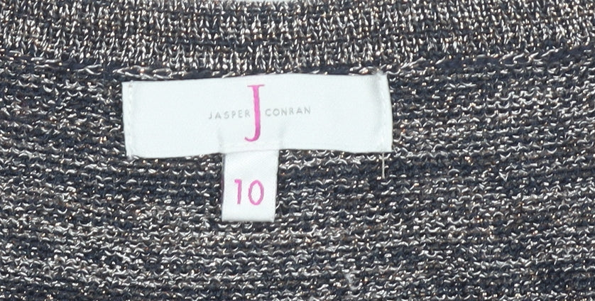Jasper Conran Women's Grey Size 10 Scoop Neck Cardigan Jumper