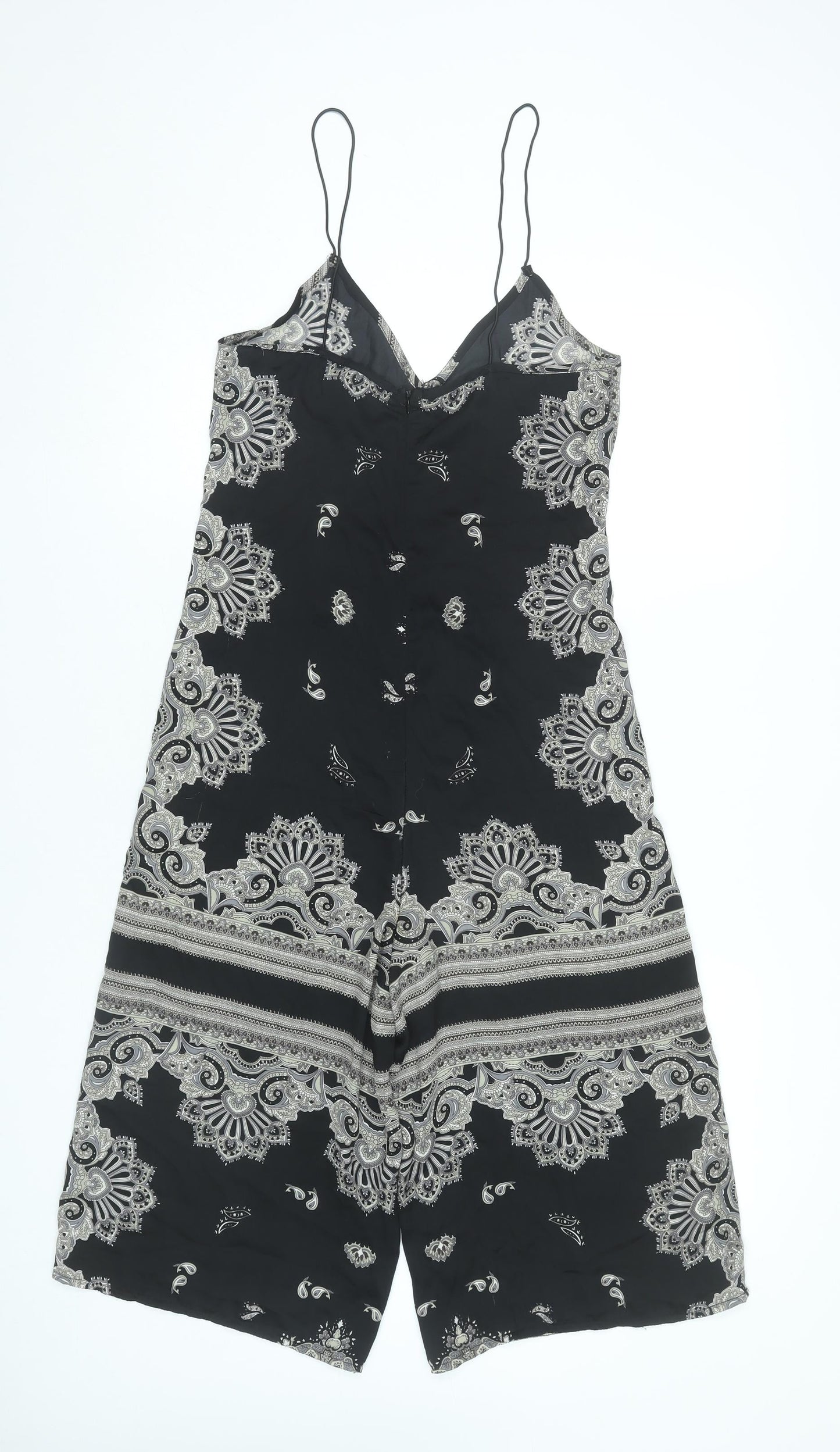 Missguided Womens Black Paisley Wide Leg Jumpsuit Size 6