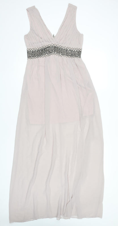 TFNC London Women’s Ivory Maxi Dress Size S Beaded Formal Sleeveless