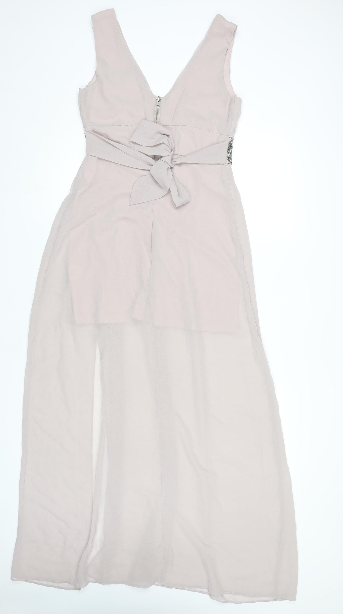 TFNC London Women’s Ivory Maxi Dress Size S Beaded Formal Sleeveless