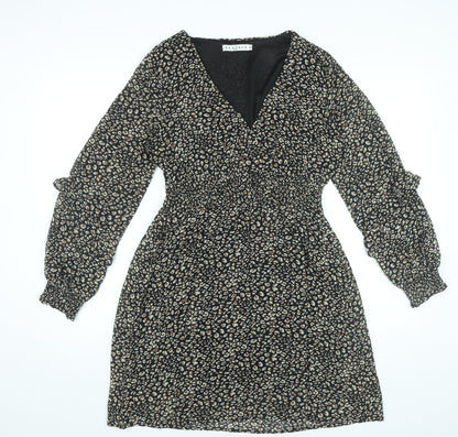 By Clara Women’s Black Animal Print Short A-Line Dress S
