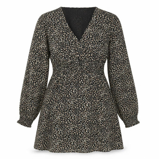 By Clara Women’s Black Animal Print Short A-Line Dress S