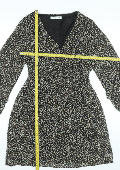 By Clara Women’s Black Animal Print Short A-Line Dress S