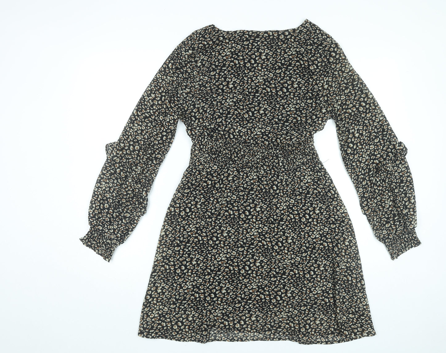 By Clara Women’s Black Animal Print Short A-Line Dress S