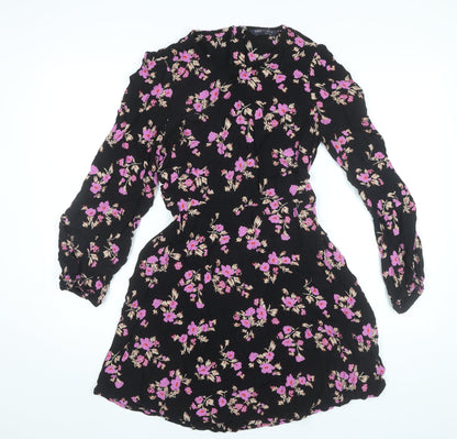Marks and Spencer Womens Black Floral Shift Dress Size 10
