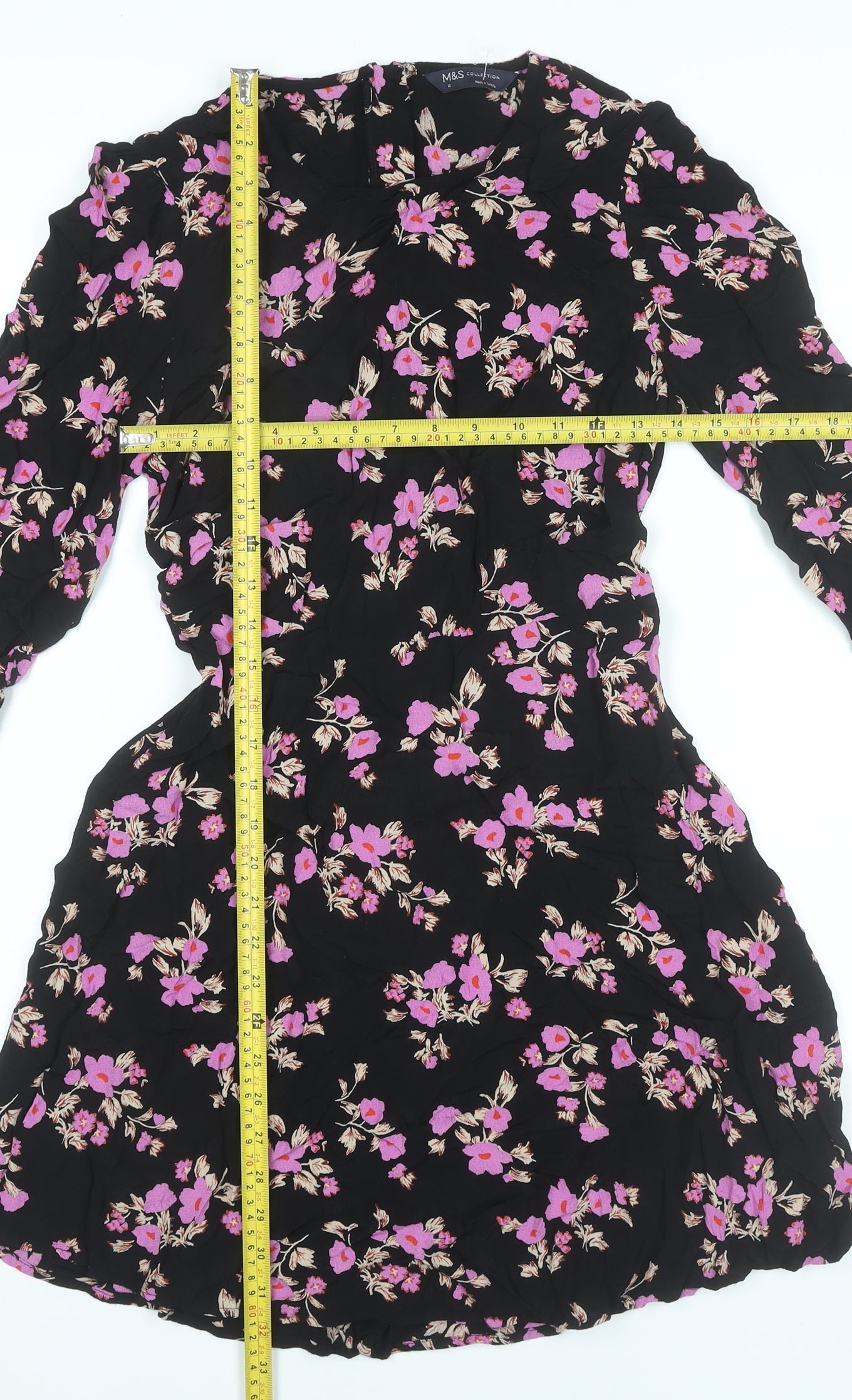 Marks and Spencer Womens Black Floral Shift Dress Size 10
