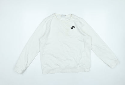 Nike Boys White XL Pullover Sweatshirt Crew Neck Long Sleeve Logo