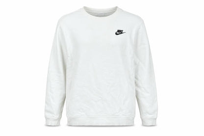 Front view of Nike boys’ white xl pullover sweatshirt crew neck long sleeve logo