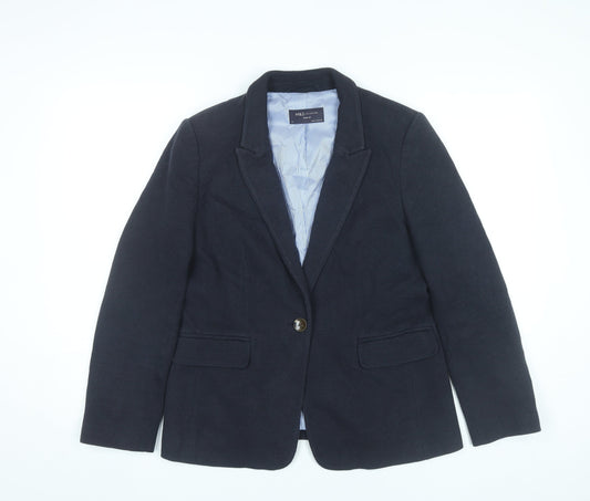 Marks and Spencer Women Black Size 12 Blazer Jacket Single Breasted